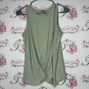 Shambala tank top twist tie front olive 🫒 Green Sleeveless Knot Front Top yoga